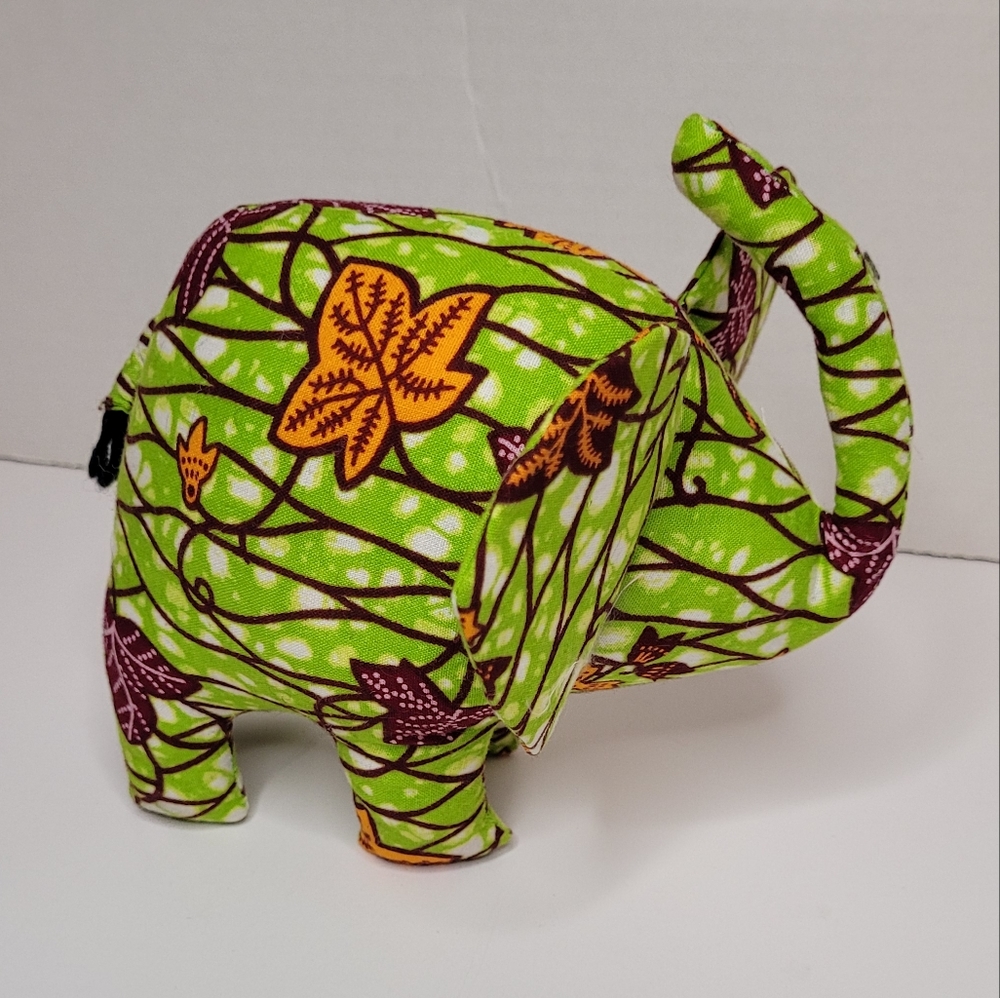 Lovely Fall Leaf Motif Green Small Stuffed Elephant Accent Pillow RARE - Picture 5 of 14